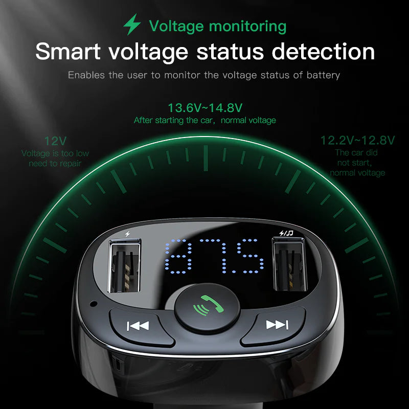 Car Bluetooth Charger with Dual USB Output for Phones