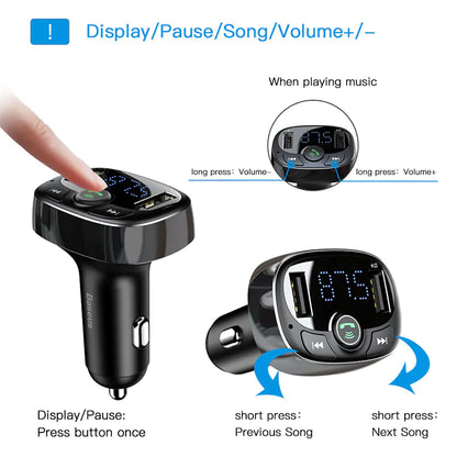 Car Bluetooth Charger with Dual USB Output for Phones