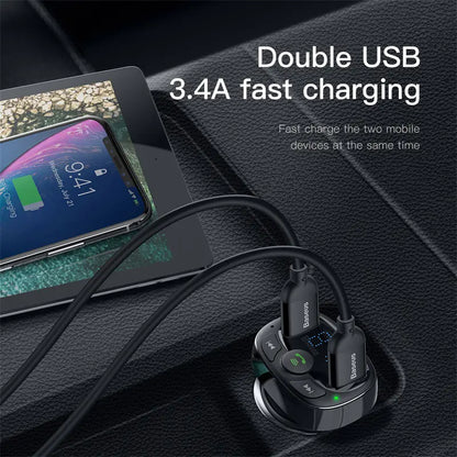 Car Bluetooth Charger with Dual USB Output for Phones