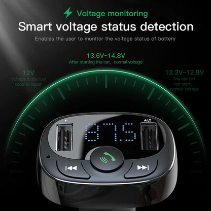 Car Bluetooth Charger with Dual USB Output for Phones