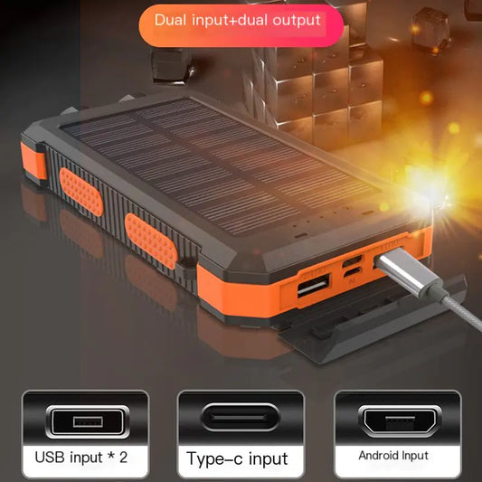 Outdoor Solar Power Bank with Compass, 20000mAh Capacity